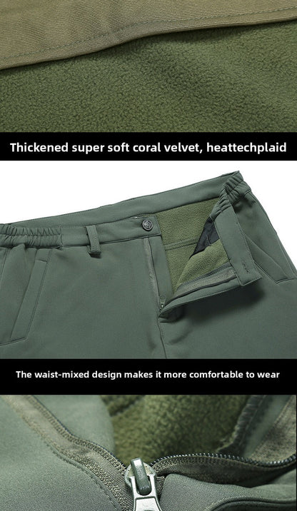Conjunto de Pesca de Inverno para Externa Roupa de Caminhada Respirável Jaqueta Softshell IX7 de Pele de Tubarão Conjunto Forrado de Lã Quente Corta-vento