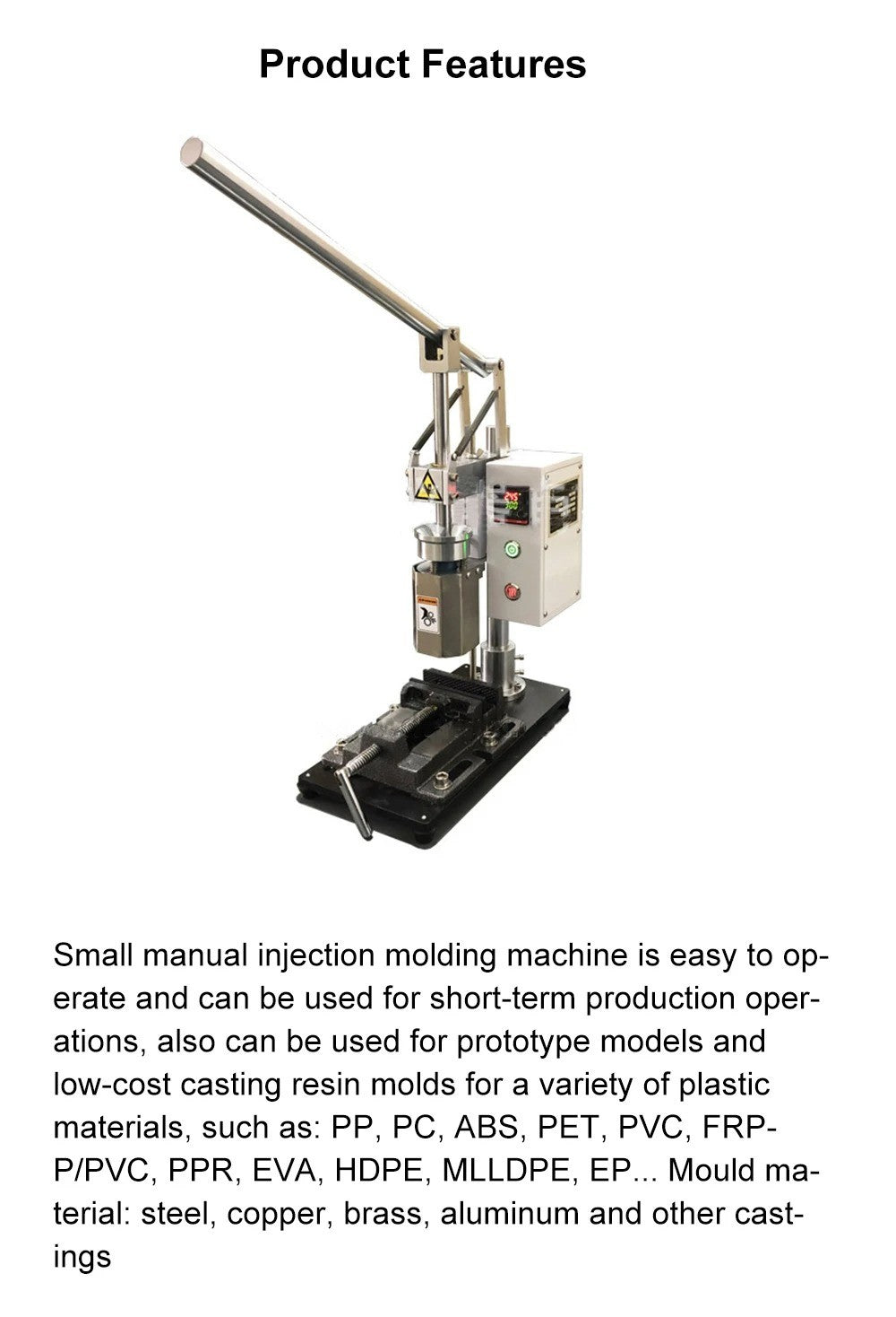 Vertical Small Manual Injection Molding Machine Desktop Plastic Molding Machine Injection Molding Machine for PVC PP PE ABS