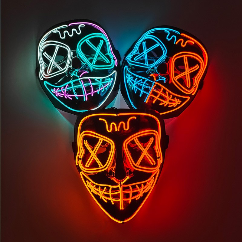 Wireless LED Purge Mask Halloween Horror Party Carnival Cosplay Costume Props Halloween Purge Masks 10 Colors LED Mask Men Women