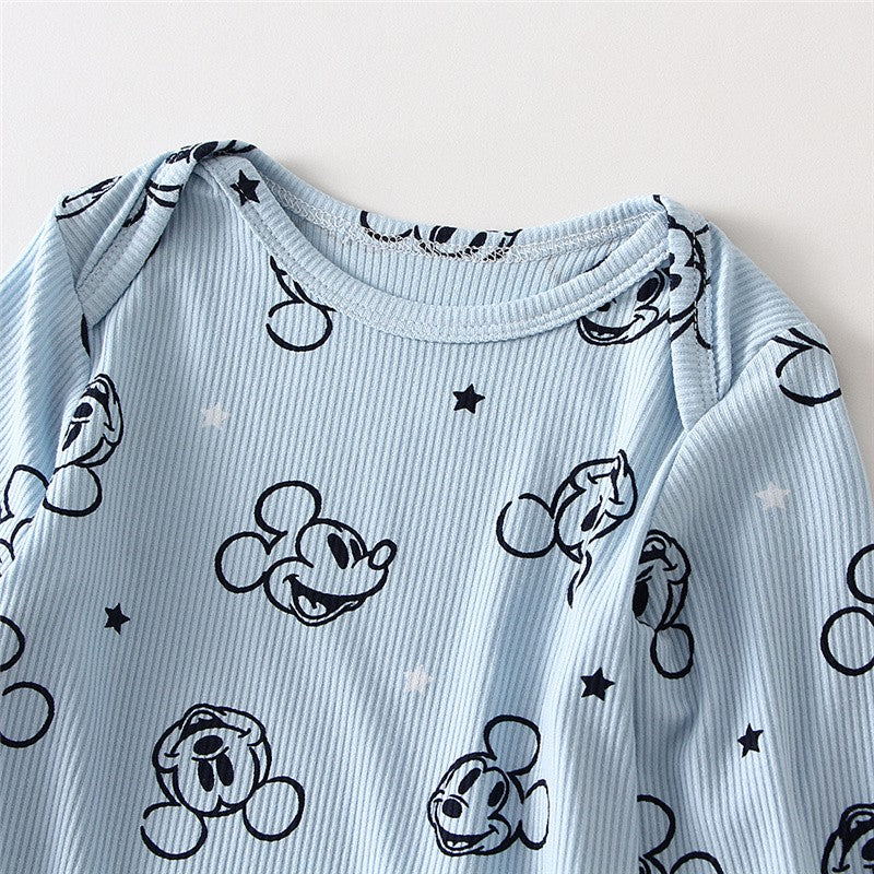2Pcs Baby Mickey Minnie Clothes Suits Spring Autumn Cotton Long Sleeved Romper + Pant Newborn Boy Girl Clothing