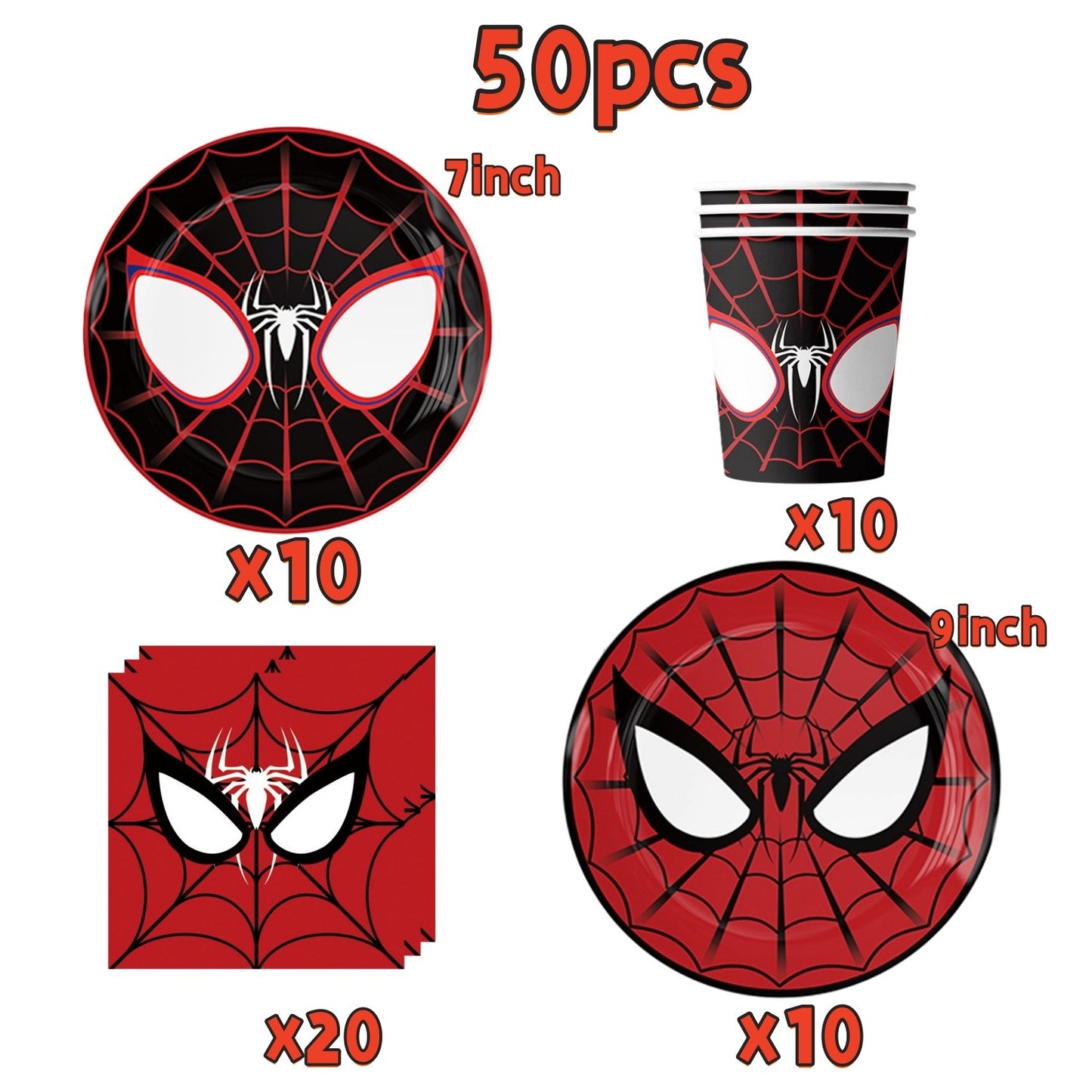 Mask Spider Hero Birthday Party Supplies Tableware Kit Plates Cups Tablecloth Backdrop Balloons Kids Party Decorations Favors