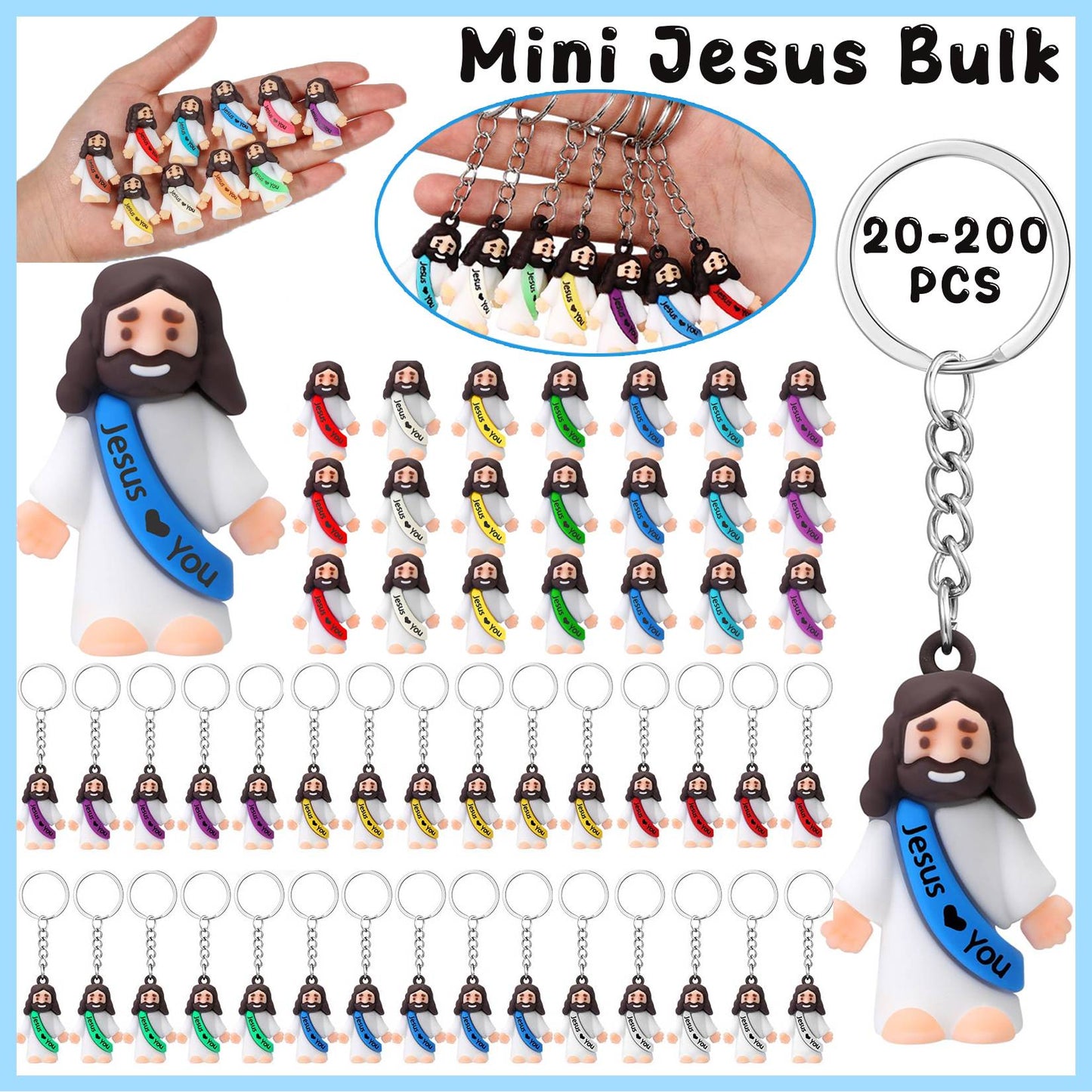 20-200PCS Little Jesus Figures Mini Jesus Figurines in Bulk Hide and Seek Religious Party Favor Sunday School Easter Egg Stuffer