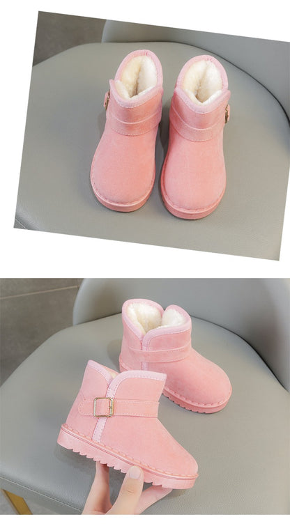 Boys Thermal Boots Kids Versatile Casual Buckle Non-slip Children Fashion Simple Non-slip Girls Snow Boots Cotton Winter Autumn