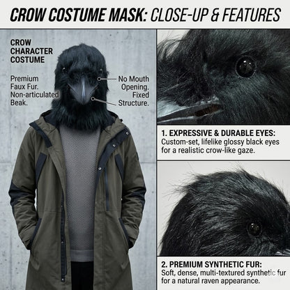 Unique Shaggy Feather Raven Mask Creative Black Animal Costume Accessories For Halloween Party Cosplay Themed Event
