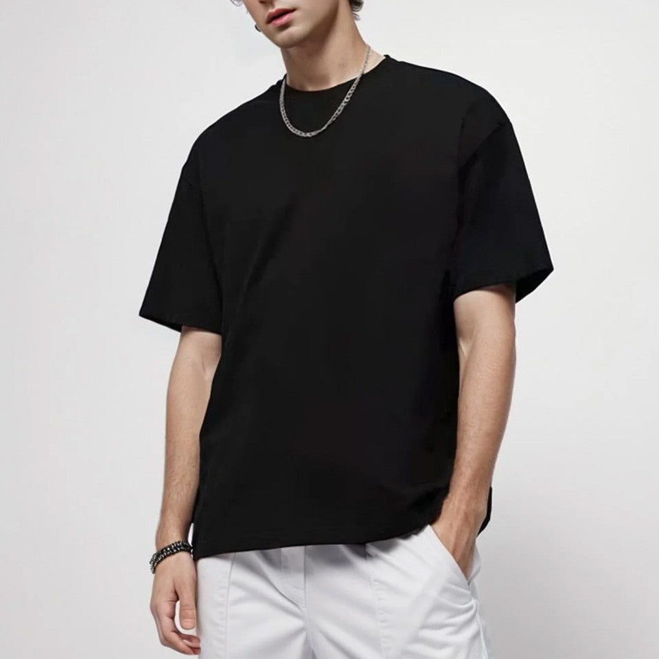 Camiseta masculina de verão 100% algodão puro, marca premium, manga curta, gola redonda, estilo moderno, meio punho, respirável