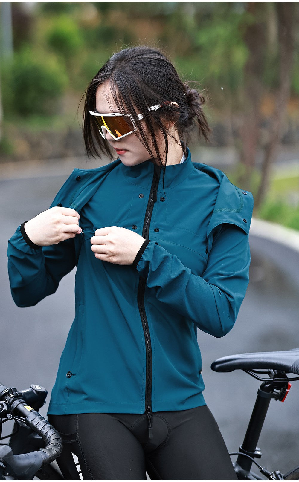 WOSAWE Women Windproof Waterproof Reflective Cycling Jacket MTB Bicycle Long Sleeve Windbreaker Sleeveless Vest Bike Coat