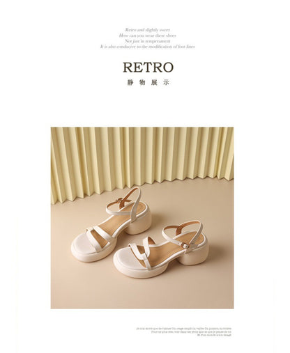 Designer New Women's Sandals 2025 New Fashion High Heels Summer Outdoor Beach Shoes Mary Jane Women Open Toed Thick Heel Sandals