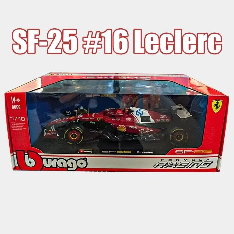 Novo 1:18 Bburago Ferrari 2025 F1 Sf-25 Hamilton #44 Leclerc #16 Liga Miniatura Die-Casting Modelo de Carro Presentes Brinquedos Personalizados Ornamento