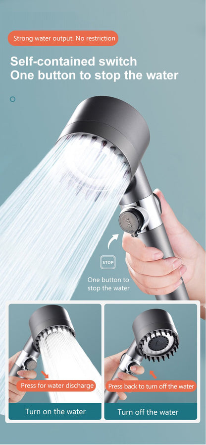 High Pressure Showerhead 3 Modes Water Saving Pressurized Shower Head Massage And Skin Beauty Multifunctional Shower Head