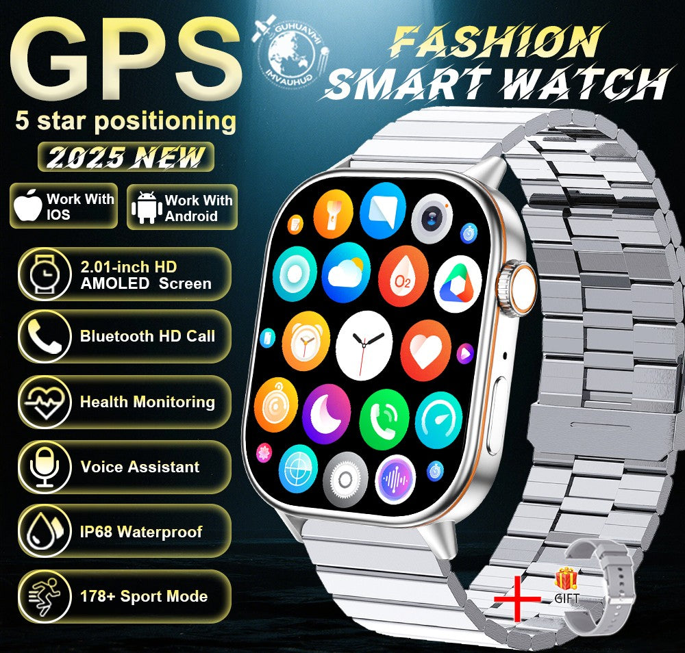 2025 Military GPS Smart Watch Men Flashlight Compass Waterproof Outdoor Sports Tracker Bluetooth Call Smartwatch For Android IOS