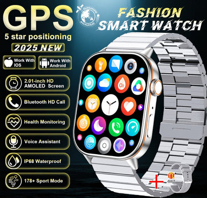2025 Military GPS Smart Watch Men Flashlight Compass Waterproof Outdoor Sports Tracker Bluetooth Call Smartwatch For Android IOS