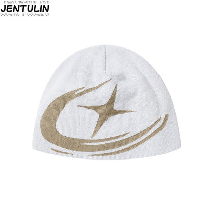 Toucas Y2K Harajuku Street Boomerang Padrão Satr Outono Unissex Quente Gorro de Tricô Hot Girl Outdoor Casual Masculino Bonés Hip Hop