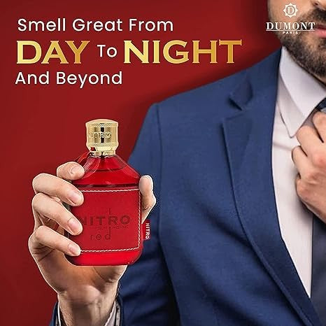 NITRO RED - 3.4oz - Eau De Parfum - Luxury Perfume for Men - Fruit, Woody, Floral & Masculine Fragrance - Long Lasting Cologne