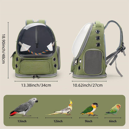 Mochila Transportadora para Pássaros, Gaiola de Viagem para Papagaios com Poleiro e Comedouros para Papagaio e Calopsita para Visitas ao Veterinário, Acampamento, Caminhada, Viagem