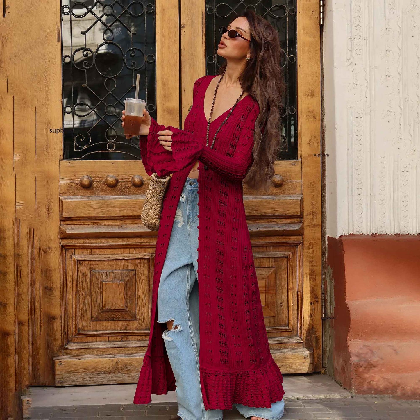 Hollow Breasted Sweater Long Dress Women Summer Party Dresses Cover Up Elegant S