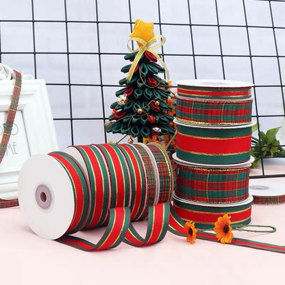 Gingham Ribbon Scottish Fabrics 10Y 2.5cm For Handmade DIY Craft Gift Floral Packing  Wedding Christmas Wreath Deco