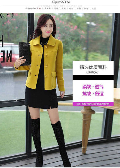 Female Woolen Coat Short Autumn 2024 Solid Color High-End Woolen Jacket Casual Single breasted Lapel Outerwearl