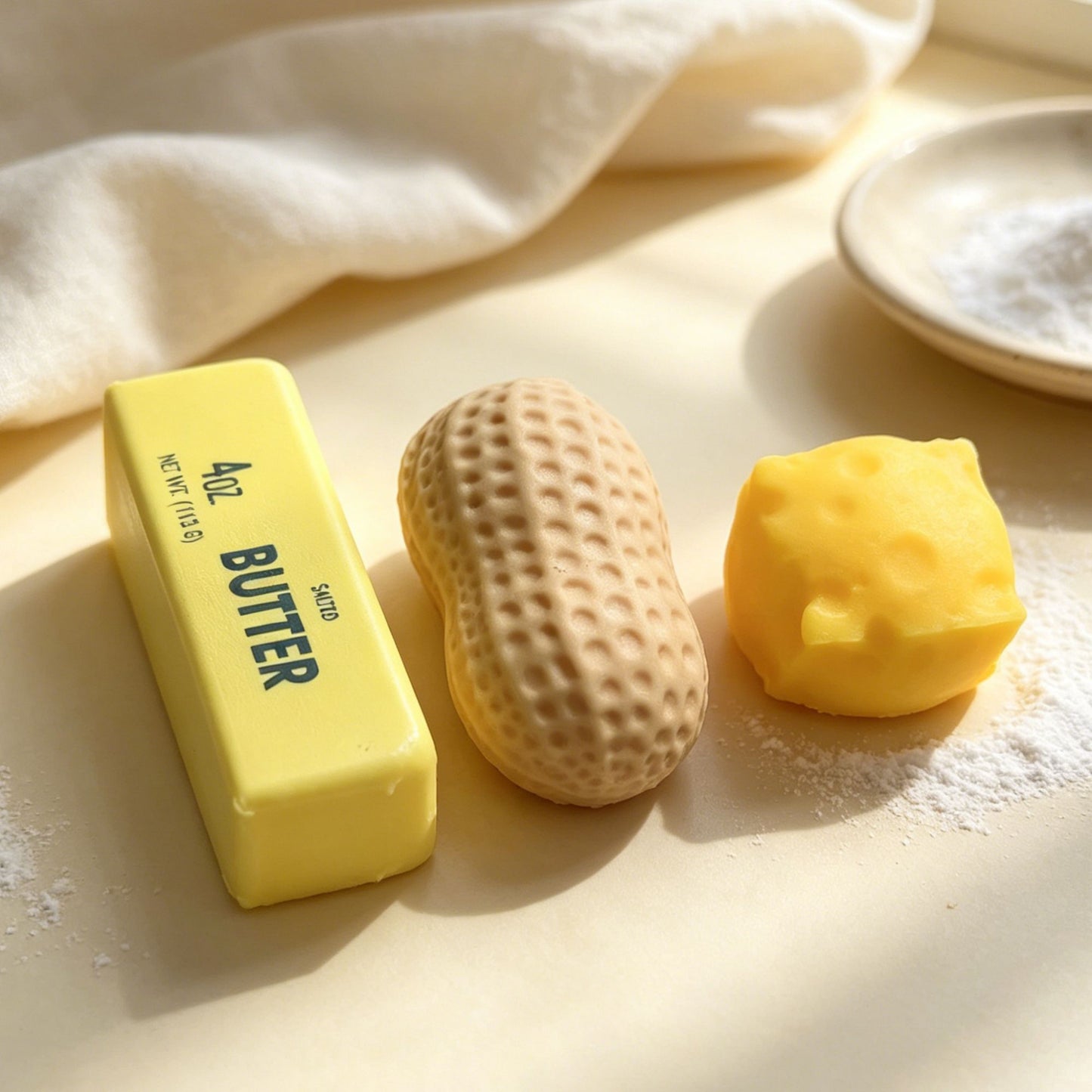Cute Simulated Butter Cheese Peanut Squishy Toys, Squeeze Stress Relief Dough Balls, Ideal Party Birthday Christmas Gif