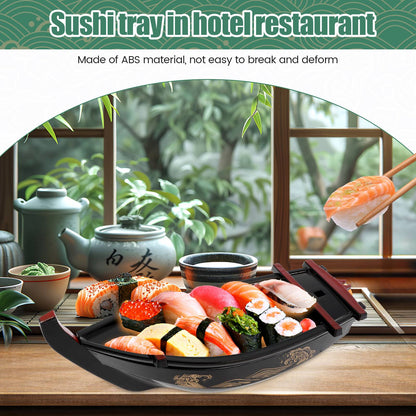 Sushi Serving Tray Reusable Plastic Sushi Boat Serving Plate Japanese Style Detachable Sushi Serving Platter for Home Kitchen
