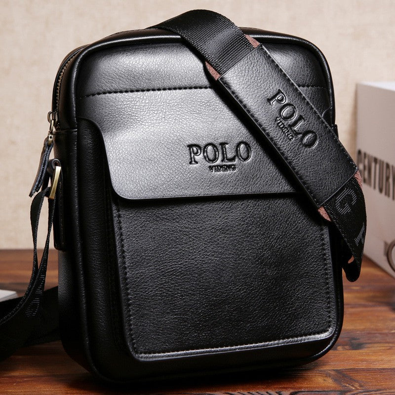 New Men's Single Shoulder Business Crossbody Bag Casual Solid Color Vertical POLO Men's Single Shoulder Back