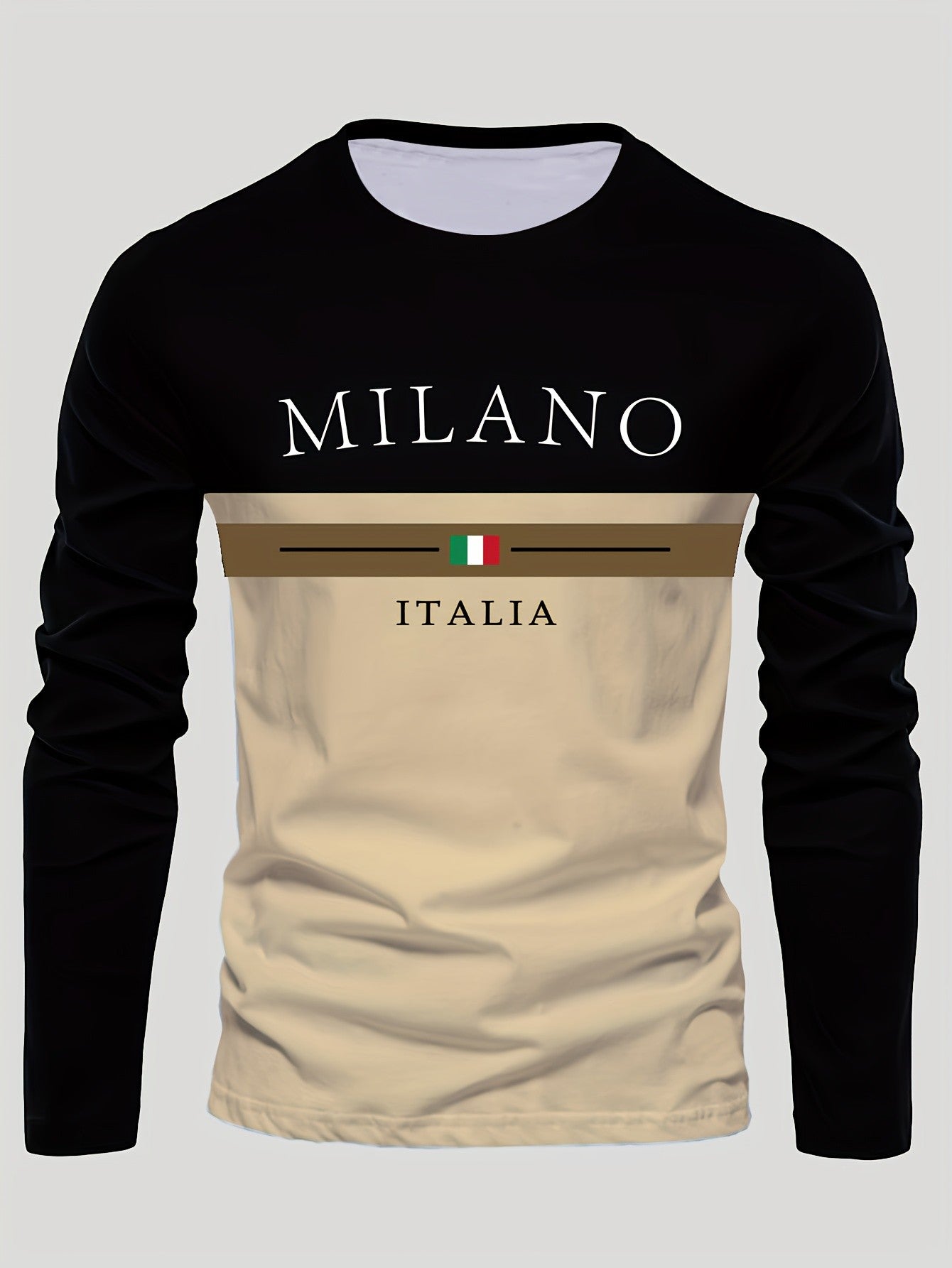 Men's Outdoor Leisure Sports Long Sleeve T-Shirt Crew Neck Autumn Bottom Shirt Machine Washable Versatile Fashion