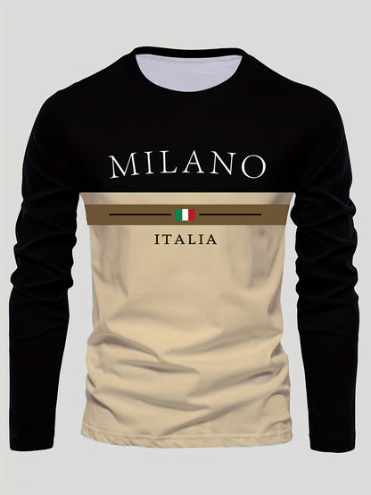 Men's Outdoor Leisure Sports Long Sleeve T-Shirt Crew Neck Autumn Bottom Shirt Machine Washable Versatile Fashion