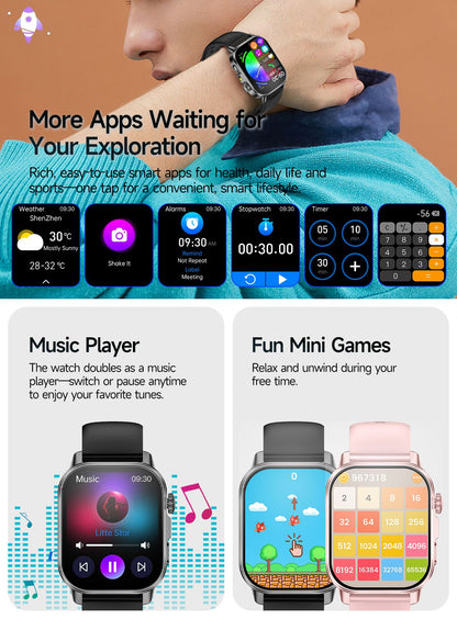 2026 New AI Health Diagnosis Smart Watch Body Analysis Uric Acid Blood lipids ECG+PPG Blood pressure call Smart watch Men Women