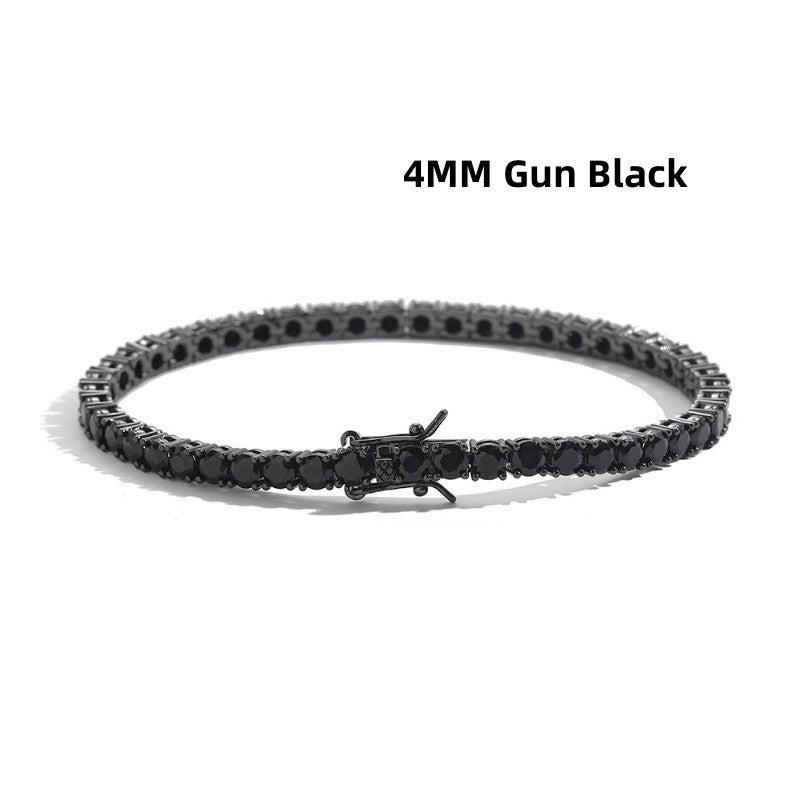 Preço de Fábrica Prata Esterlina Real S925 Banhada a Ouro 18K Zircônia 5A Grau Pulseira Tennis Preta para Homens e Mulheres Joia da Moda