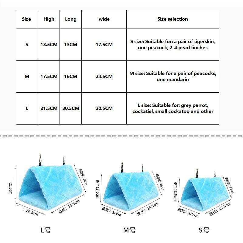 Cama de Pássaro de Inverno para Animais de Estimação Gaiolas de Papagaio Quente Pelúcia Rede Cabana Tenda Cama Caverna Suspensa para Dormir e Chocar Acessórios para Pássaros