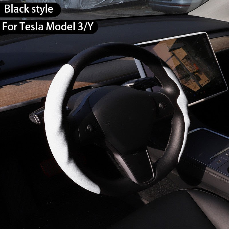 For Tesla Model Y Juniper 2025+ Steering Wheel Cover All Season Universal Deer Suede Sports Steering Wheel Cover
