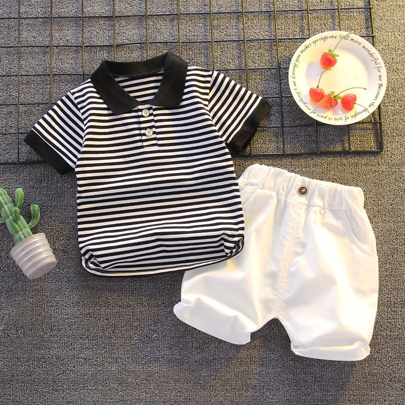 Summer Clothes for Children Baby Boys Girls Striped T-Shirt And Shorts 2pcs Set Toddler Fashion Tracksuit