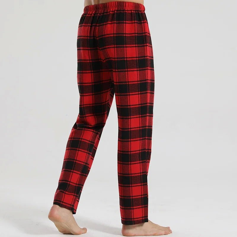 Fashionable casual plaid red plaid pajama pants new men's plaid pajamas soft and comfortable elastic waistband slacks