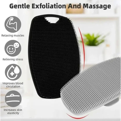 1 escova esfoliante de silicone macio, limpador manual para o corpo, cuidados com o corpo, esfoliante de banho, escova de massagem suave, universal