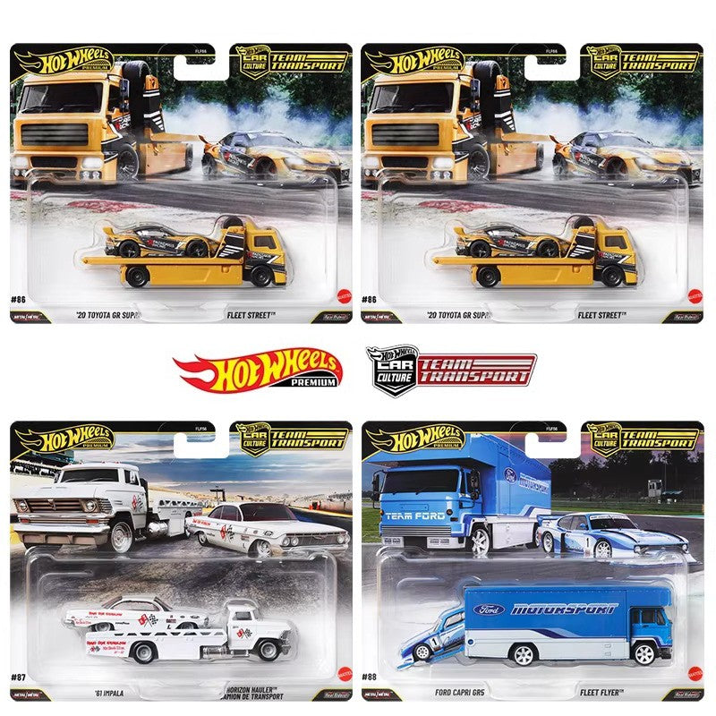 Hot Wheels FLF56-J Team Transport Series,Toyota GR Supra Impala Ford Capri GR5,1:64 Diecast Vehicle Collectible Toy Gift for Kid