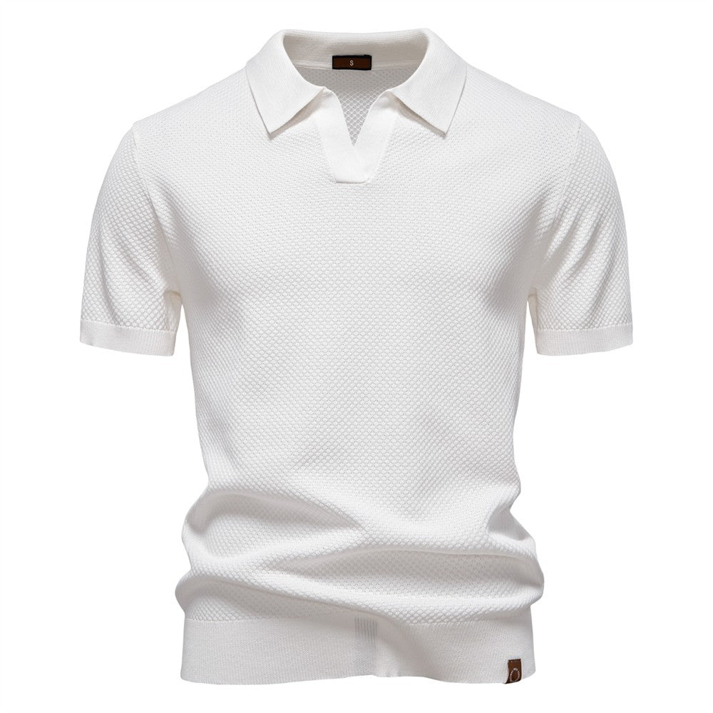 AIOPESON Men's Summer Breathable Polo Shirt Short Sleeve Solid Color Casual Polo Shirts for Men Lightweight Stretch Polo ?