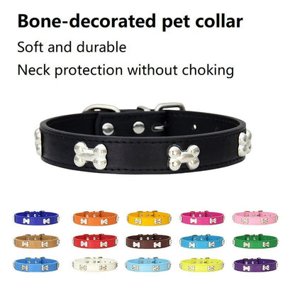 Novas coleiras de couro duráveis para cães, coleiras para filhotes de pug para cães pequenos e grandes, coleira de pescoço GXQ13
