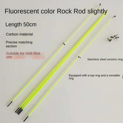 2025 Com Vara de Pesca de Ponta de Anel de Inverno 50cm Fibra de Carbono Portátil Vara de Pesca de Fibra de Vidro para Pesca no Gelo