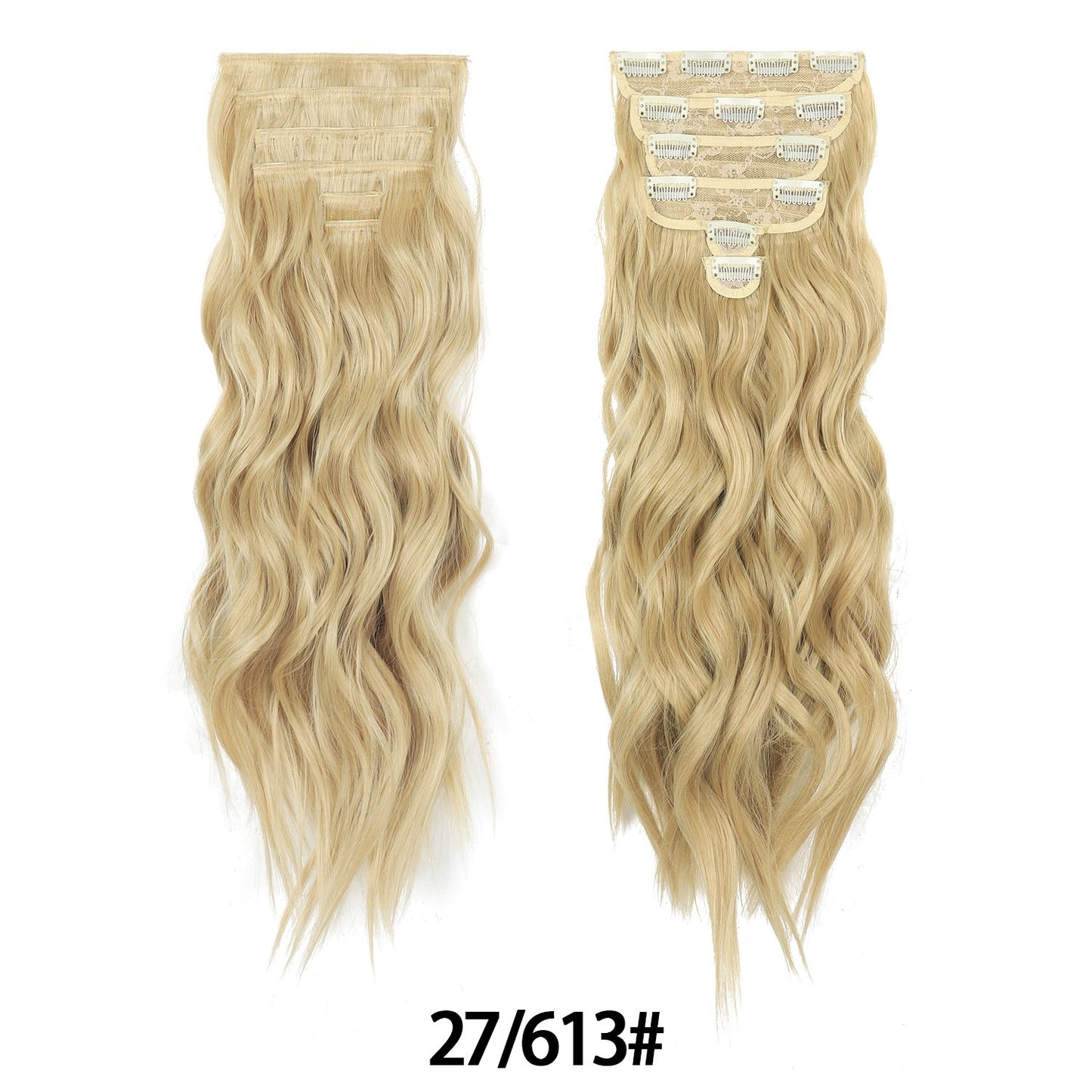 Jeedou 185g Thick Soft Hairpieces Clip in Hair Extensions 6PCS Water Wavy Long 24Inch Synthetic Hair for Women Party Daily Use