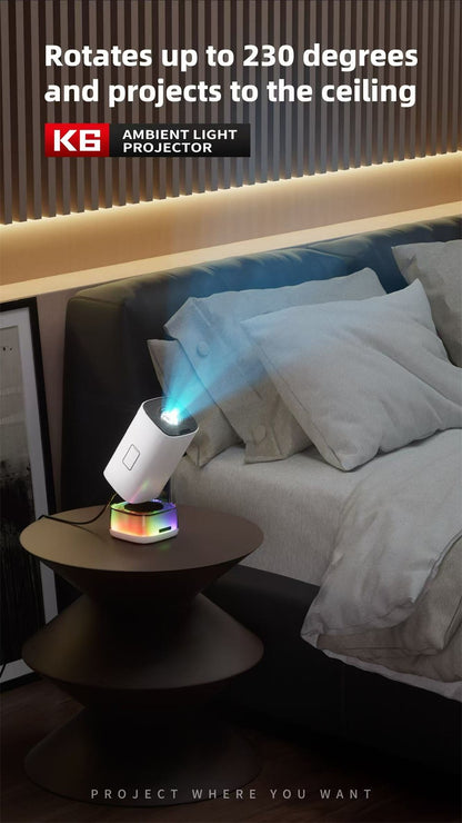 Novo Projetor Inteligente K6 Yuntai Portátil 1080P4K Projetor de Home Theater e Escritório com Bluetooth Sem Fio e Função K Song