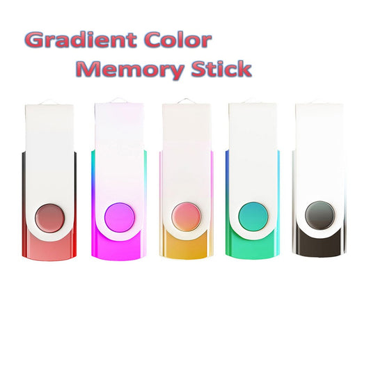 5PCS 4GB 32GB 128M USB Flash Drives Gradient Color USB 2.0 Memory Stick Wholesale Bulk Swivel Thumb Drive for Data Storage