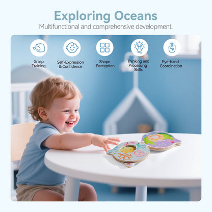 Baby Toys for 0 12 Months Cloth Book Early Educational Sensory Book Baby Soft Books Fluffy Cartoon Elephant Books With Mirror