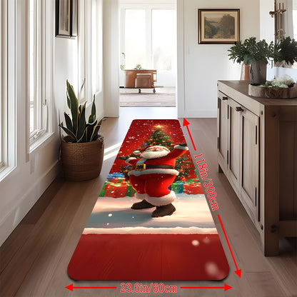 VIKAMA Christmas Carpet Festive Red Kitchen Rug Doormat Welcome Mat Runner Rug Winter Rug For Bedroom Warm Carpet For Live Room