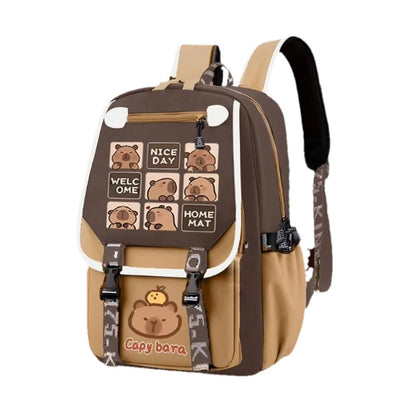 Mochila Escolar Infantil Estilosa Khaki Capivara Kawaii Mochila Casual Adolescente Menino Menina Mochila Escolar Infantil ?