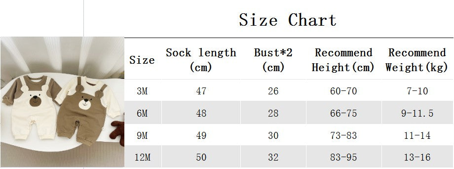 Autumn Baby Bodysuit Little Bear Pattern Dual Color Long Sleeve Warm Jumpsuit Baby Clothes Baby Boys Girls Romper 0-2 Years Old