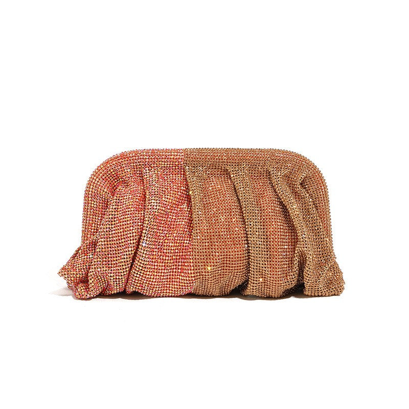 XIYUAN Shinny Ruched Rhinestone Clucth Purse Women Luxury Designer Evening Bags Fashion Party Dinner Handbag Bridal Makeup Bag