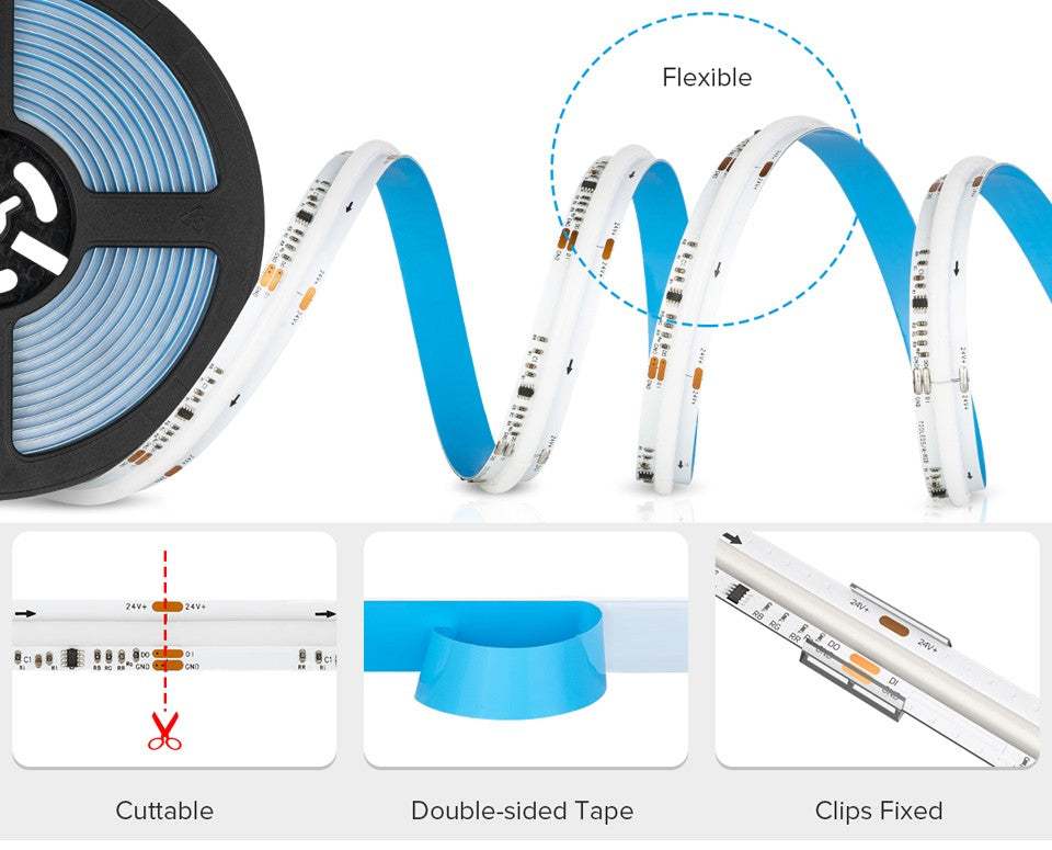 FCOB SPI RGB IC LED Light Strip WS2811 Addressable 720 630 LEDs Dream Color DC12V 24V WS2812B High Flexible FOB COB Lights