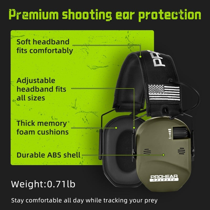 PROHEAR Shooting Electronic Ear Protection 5X Sound Amplification 4 Omnidirectional Microphones Noise Reduction Hunting Earmuffs