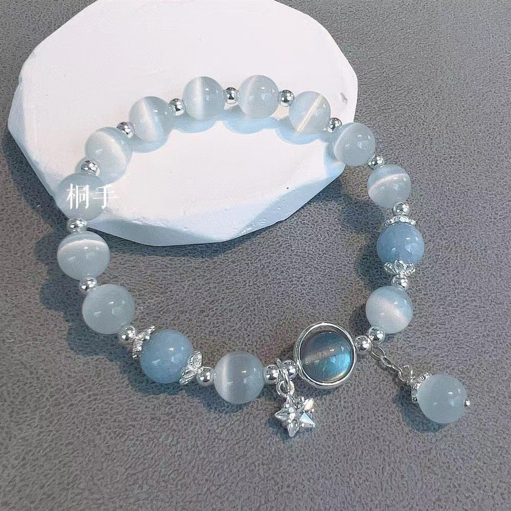Nova pulseira de cristal com contas simples para mulheres meninas coreanas ins flor raposa pena borla pulseiras melhores amigas joias presentes 2024