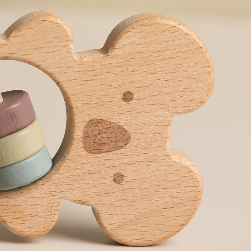 Baby Wooden Koala Hand Rattles Teether Toys Wooden Ring Montessori Toys Owl Shape Musical Rattle  for Baby Gifts Teething Toys