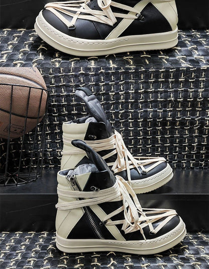 Owees Design High Top Sneakers Platform Corss Tied Men's Casual Boot Shoes Women Sneakers Designer  Flats Ankle Botas Size